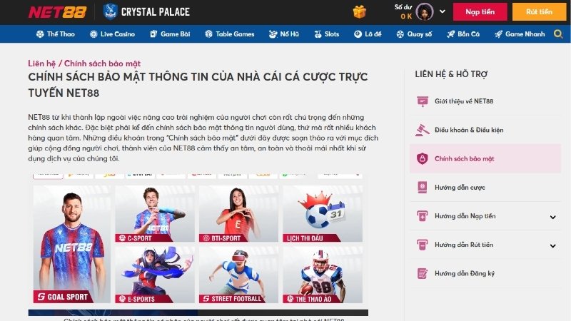Chính sách bảo vệ thông tin người chơi
